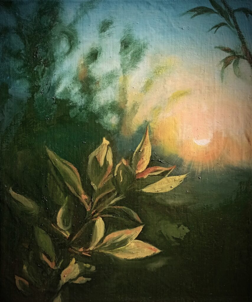 Napnyugta 2025 olaj, vászon 30x25 cm zsofineart, festmény, olajfestmény, műalkotás
