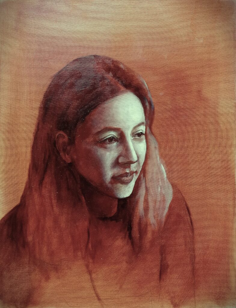 Zelma 2022 olaj, vászon 60x 45 cm olajfestmény, portré, műalkotás, zsofineart, festmény
